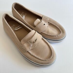 Janie and Jack Khaki Tan Beige Suede Penny Loafer Sneaker Shoes 1 Kids Boys